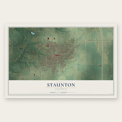 Staunton, Illinois map print, the full design