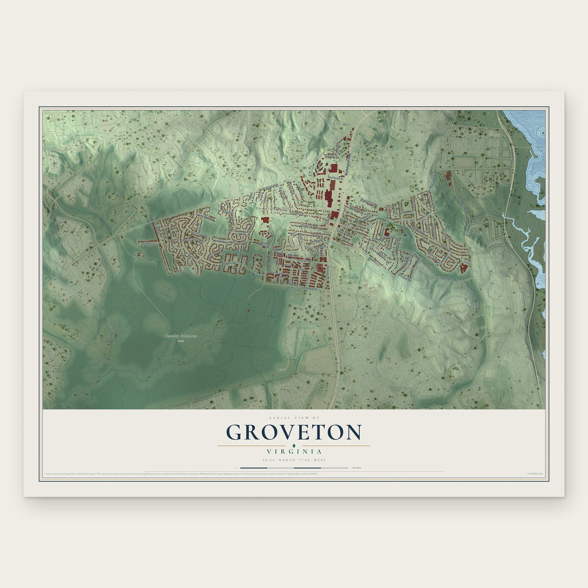 Groveton, Virginia map print, the full design