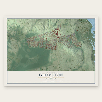 Groveton, Virginia map print, the full design