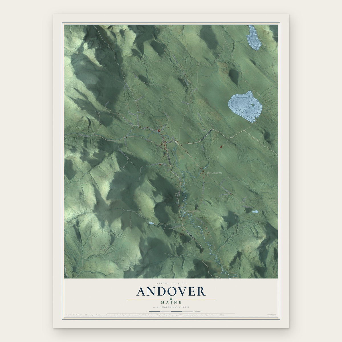Andover, Maine map print, the full design