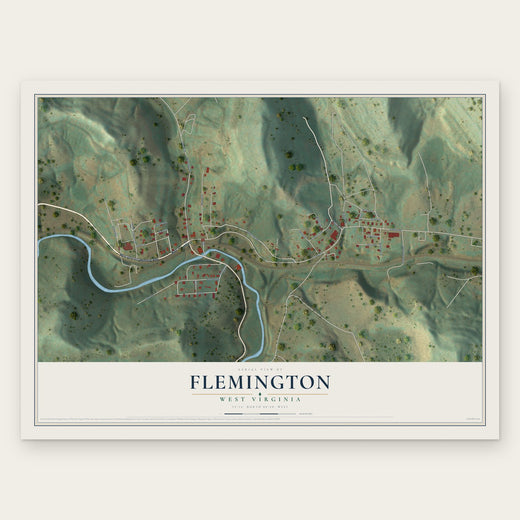 Flemington, West Virginia map print, the full design