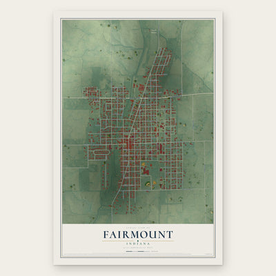 Fairmount, Indiana map print, the full design