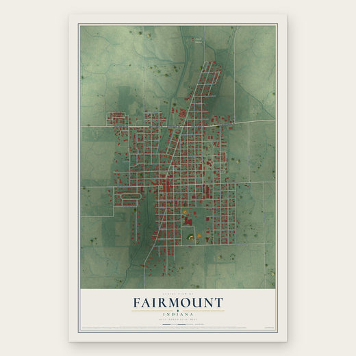 Fairmount, Indiana map print, the full design