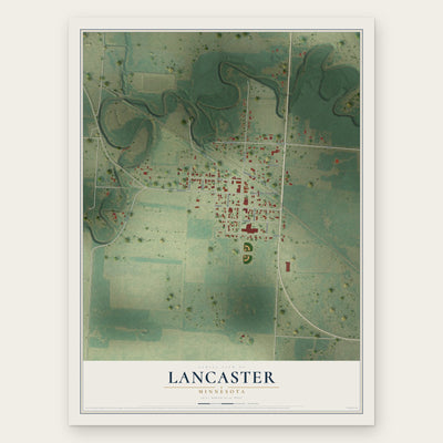 Lancaster, Minnesota map print, the full design