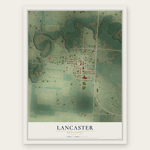 Lancaster, Minnesota map print, the full design