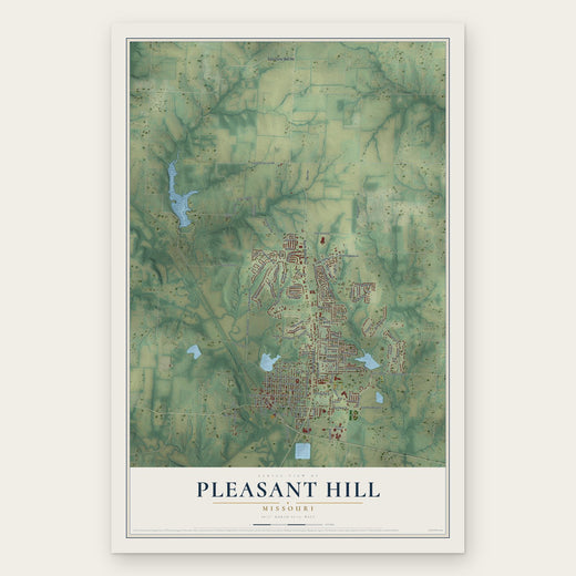 Pleasant Hill, Missouri map print, the full design