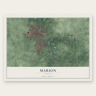Marion, Indiana map print, the full design