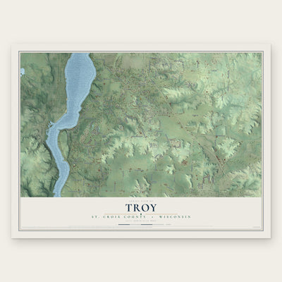Troy, St. Croix County, Wisconsin map print, the full design
