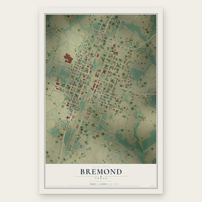 Bremond, Texas map print, the full design