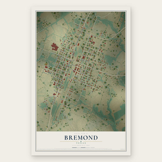 Bremond, Texas map print, the full design