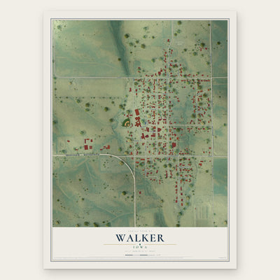 Walker, Iowa map print, the full design