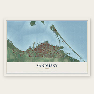 Sandusky, Ohio map print, the full design