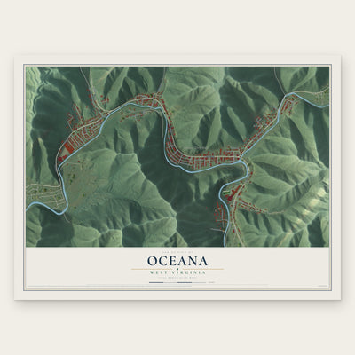 Oceana, West Virginia map print, the full design