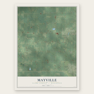 Mayville, Clark County, Wisconsin map print, the full design