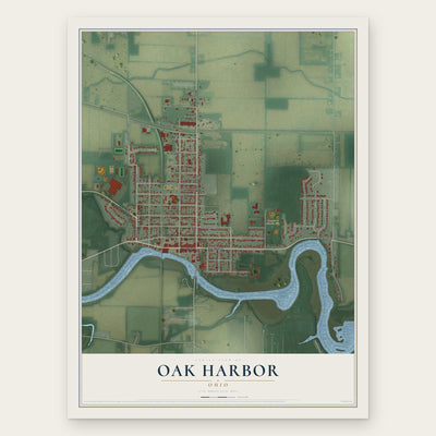 Oak Harbor, Ohio map print, the full design