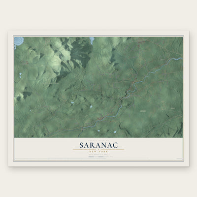 Saranac, New York map print, the full design