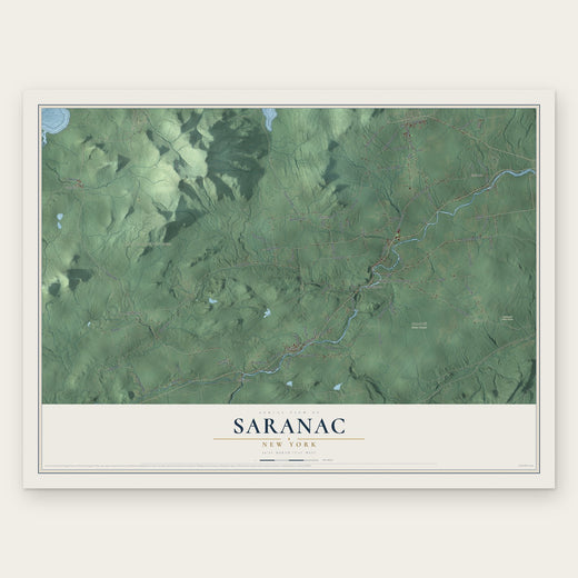 Saranac, New York map print, the full design