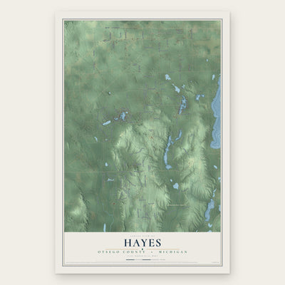 Hayes, Otsego County, Michigan map print, the full design