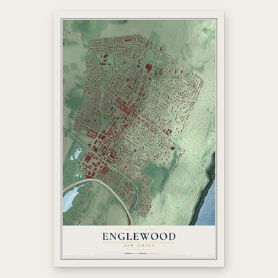 Englewood, New Jersey map print, the full design
