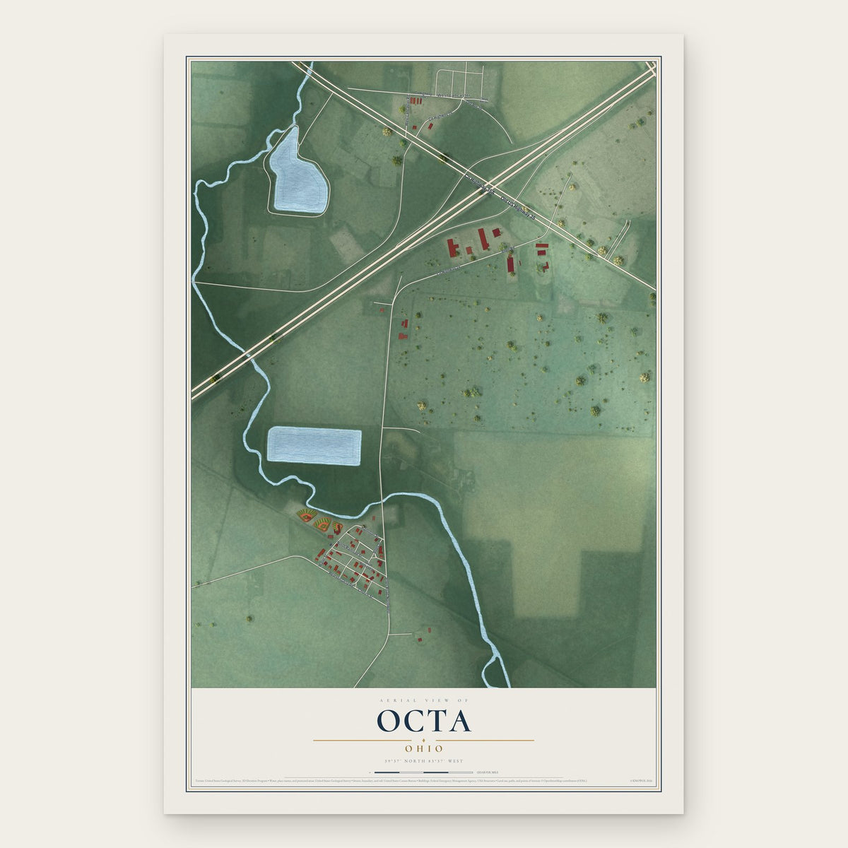 Octa, Ohio map print, the full design