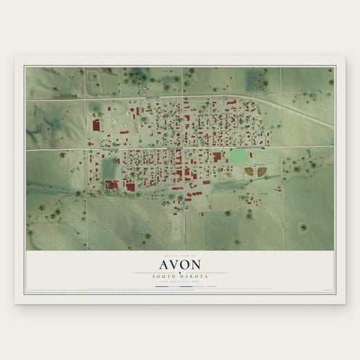 Avon, South Dakota map print, the full design