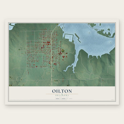 Oilton, Oklahoma map print, the full design