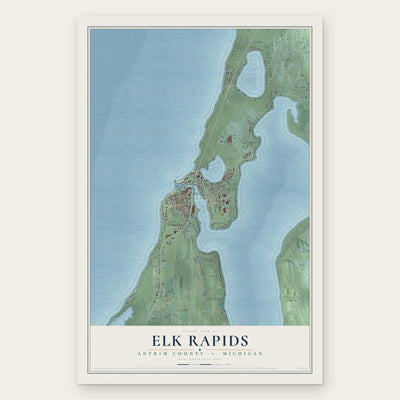 Elk Rapids, Antrim County, Michigan map print, the full design