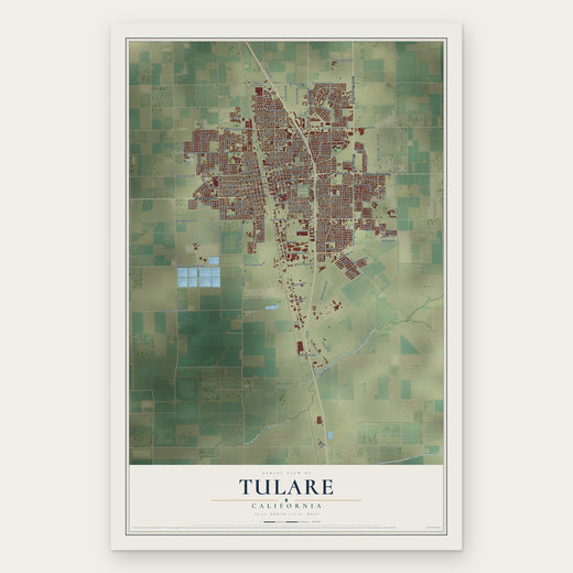 Tulare, California map print, the full design