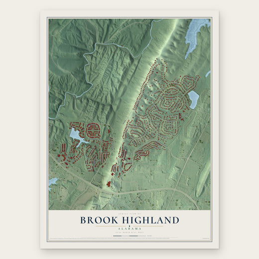 Brook Highland, Alabama map print, the full design