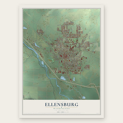 Ellensburg, Washington map print, the full design