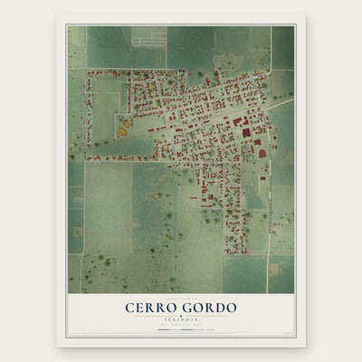 Cerro Gordo, Illinois map print, the full design