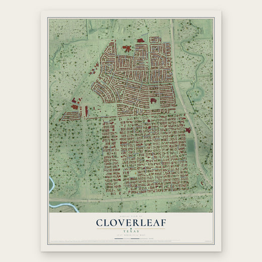 Cloverleaf, Texas map print, the full design