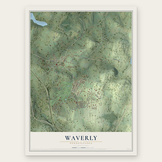 Waverly, Pennsylvania map print, the full design