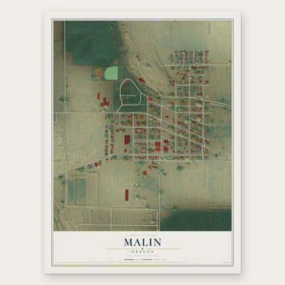 Malin, Oregon map print, the full design