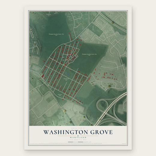 Washington Grove, Maryland map print, the full design