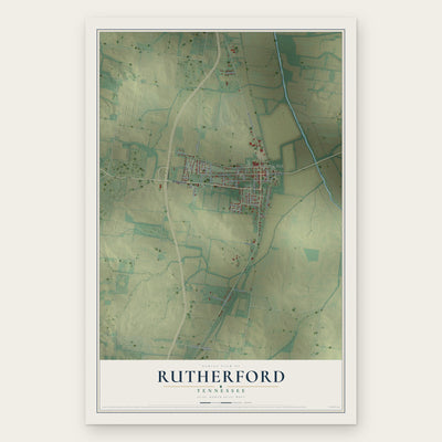 Rutherford, Tennessee map print, the full design