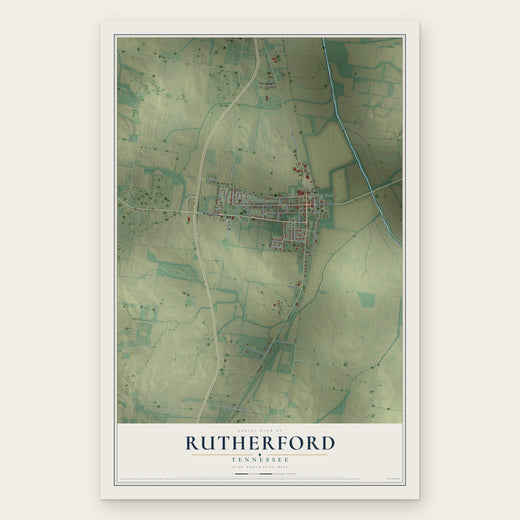 Rutherford, Tennessee map print, the full design