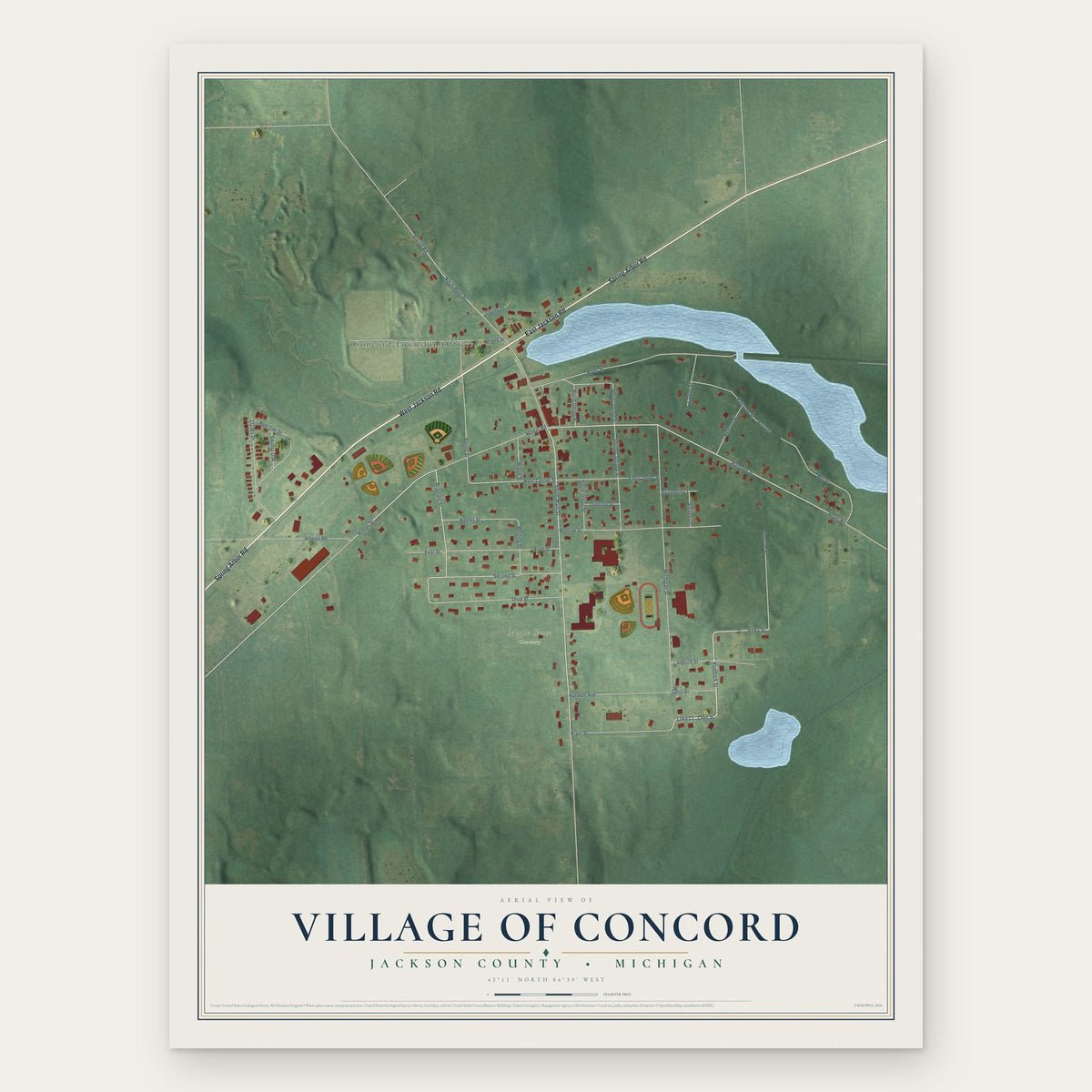 Concord, Michigan map print, the full design