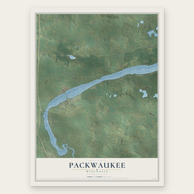 Packwaukee, Wisconsin map print, the full design