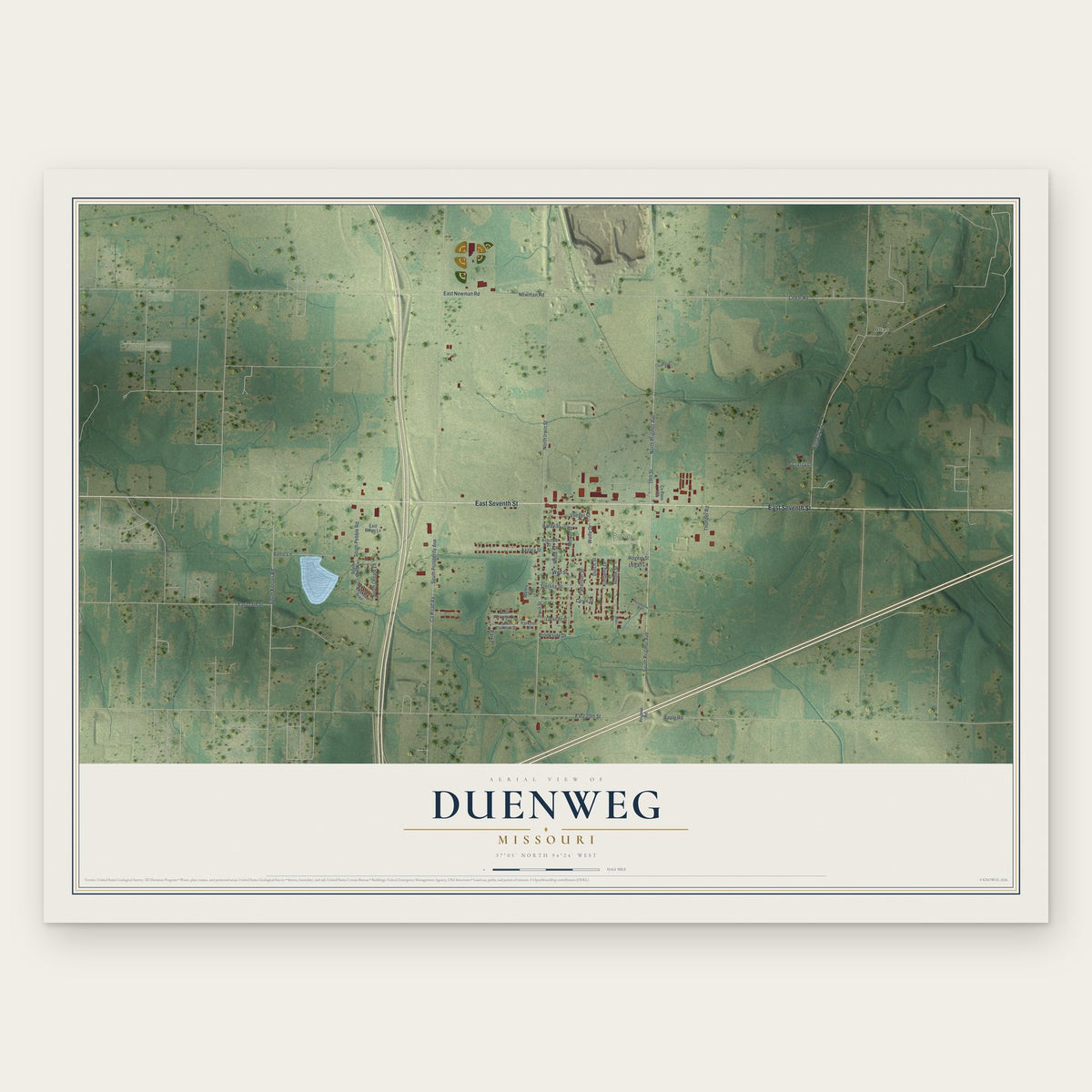 Duenweg, Missouri map print, the full design