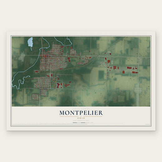 Montpelier, Ohio map print, the full design
