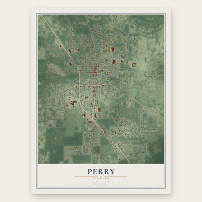 Perry, Florida map print, the full design