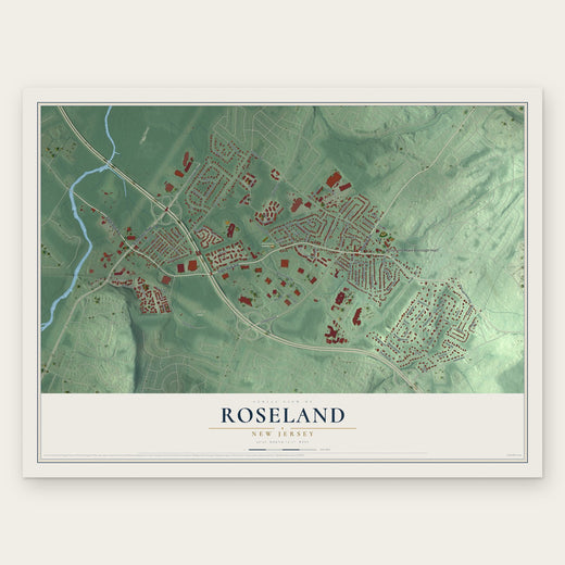 Roseland, New Jersey map print, the full design