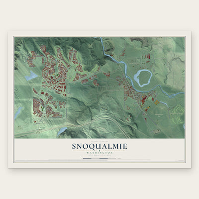 Snoqualmie, Washington map print, the full design