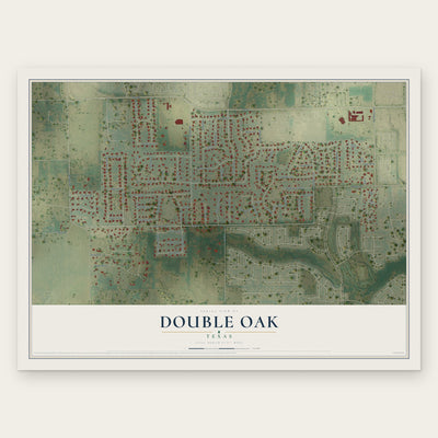 Double Oak, Texas map print, the full design
