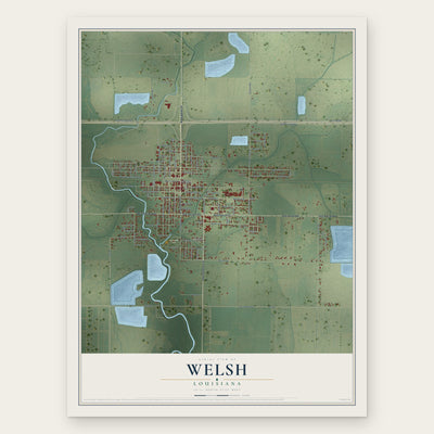 Welsh, Louisiana map print, the full design
