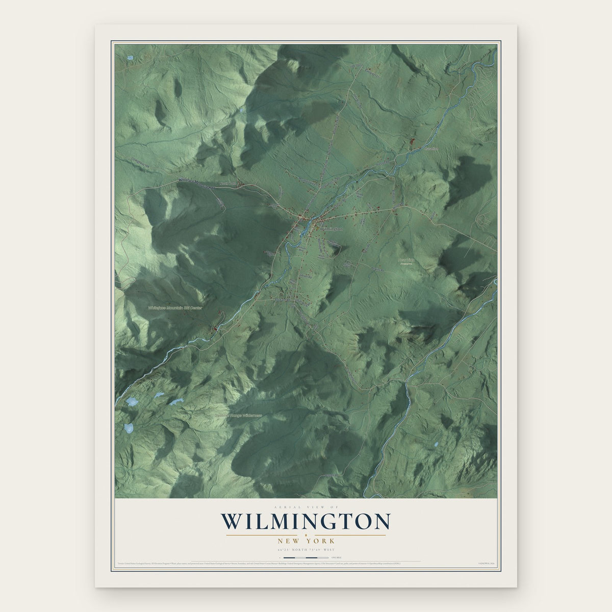 Wilmington, New York map print, the full design