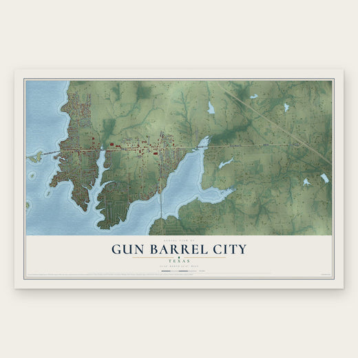 Gun Barrel City, Texas map print, the full design