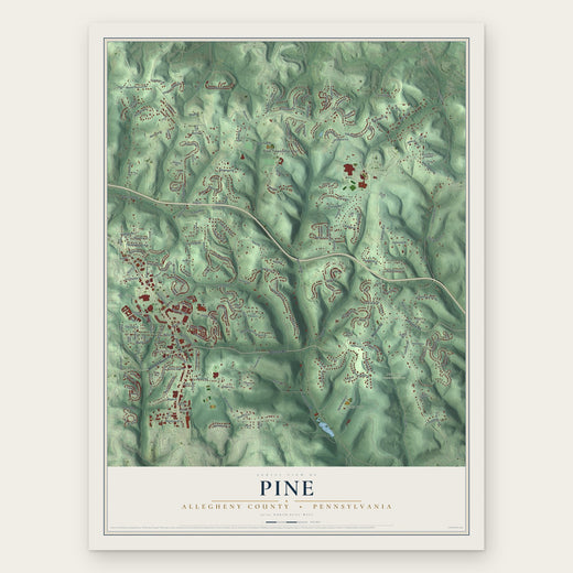 Pine, Allegheny County, Pennsylvania map print, the full design