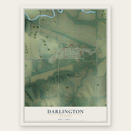 Darlington, Missouri map print, the full design